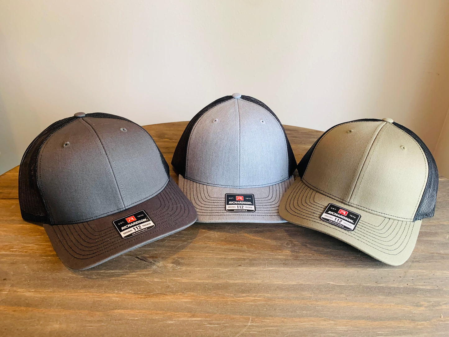 Custom Name Patch Hat - Wood and Leather - Richardson 112 Hat