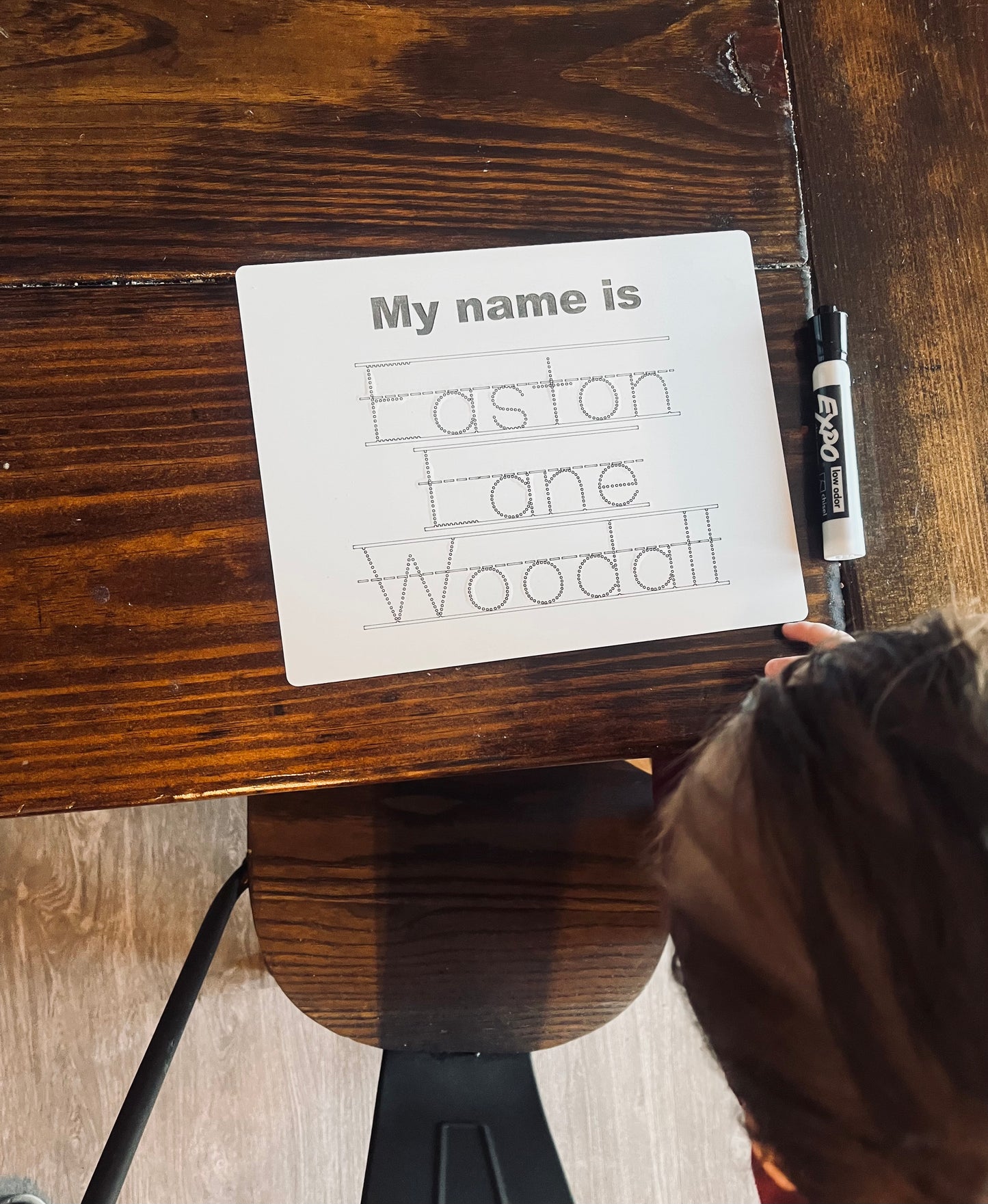 Dry Erase Name Tracing Board