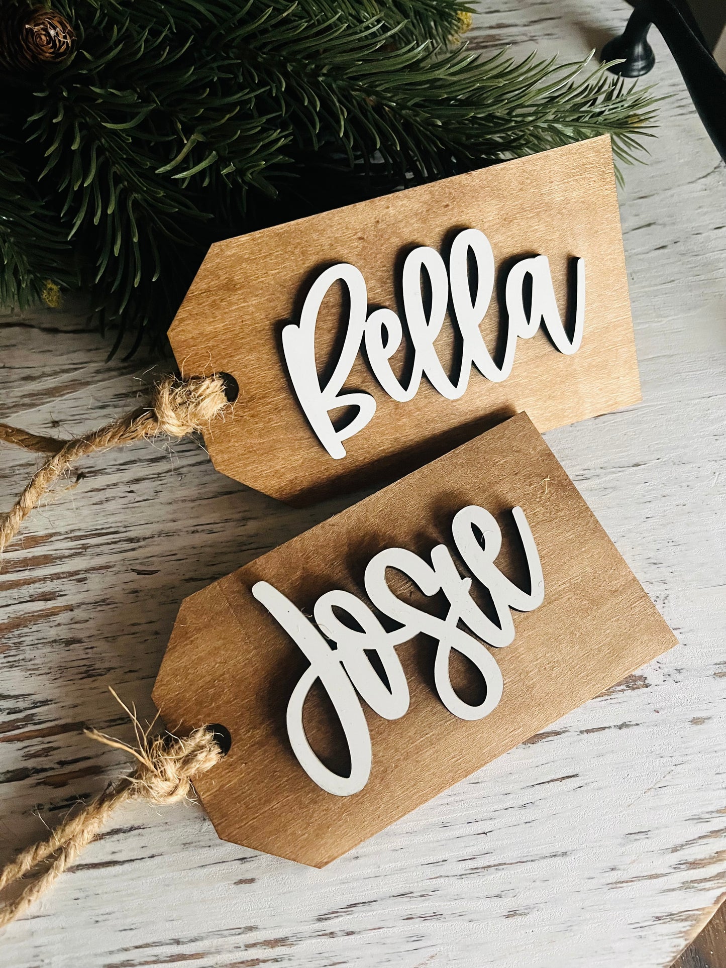 Wooden Stocking Name Tags