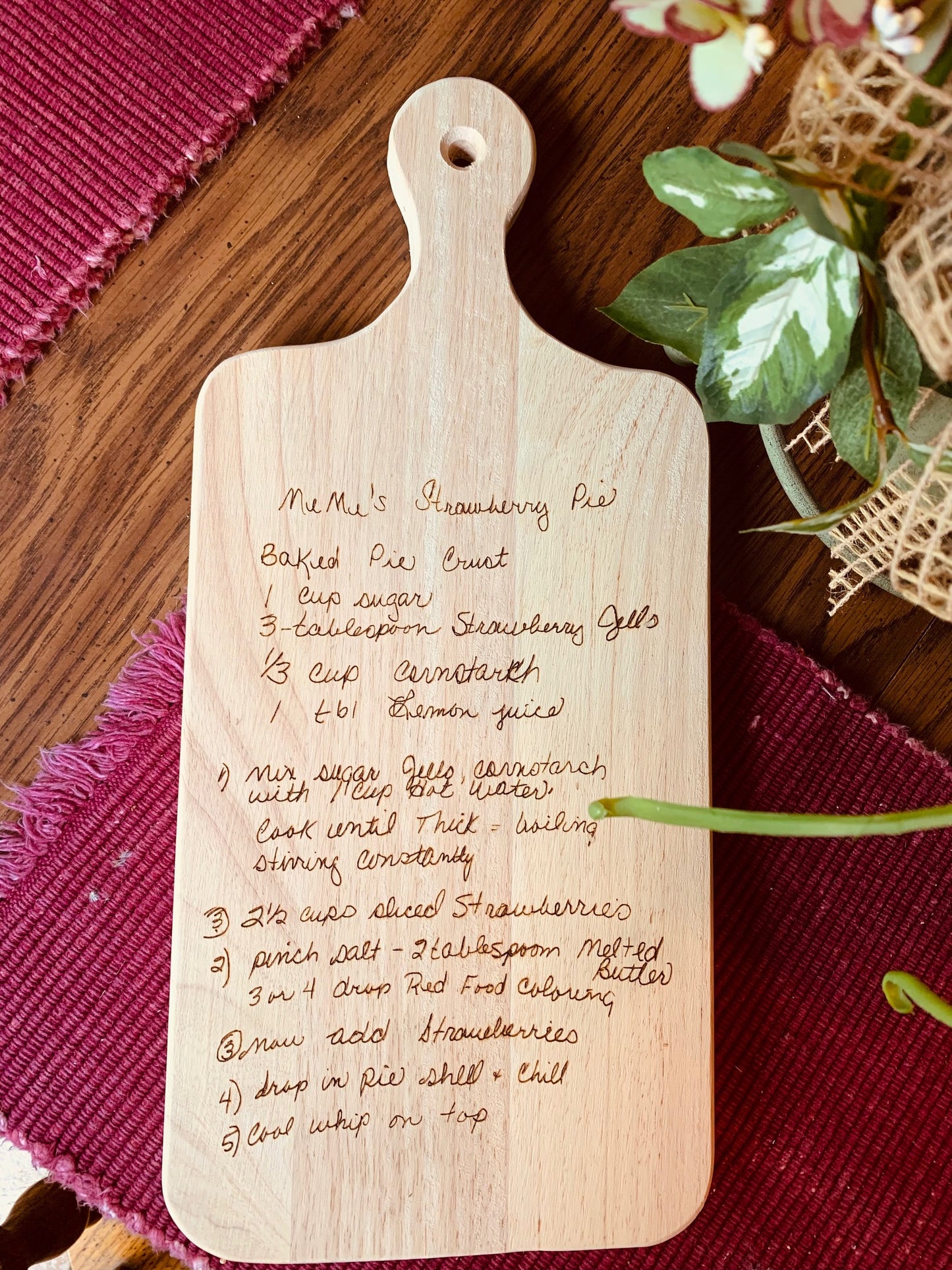Custom Engraved Recipe Board