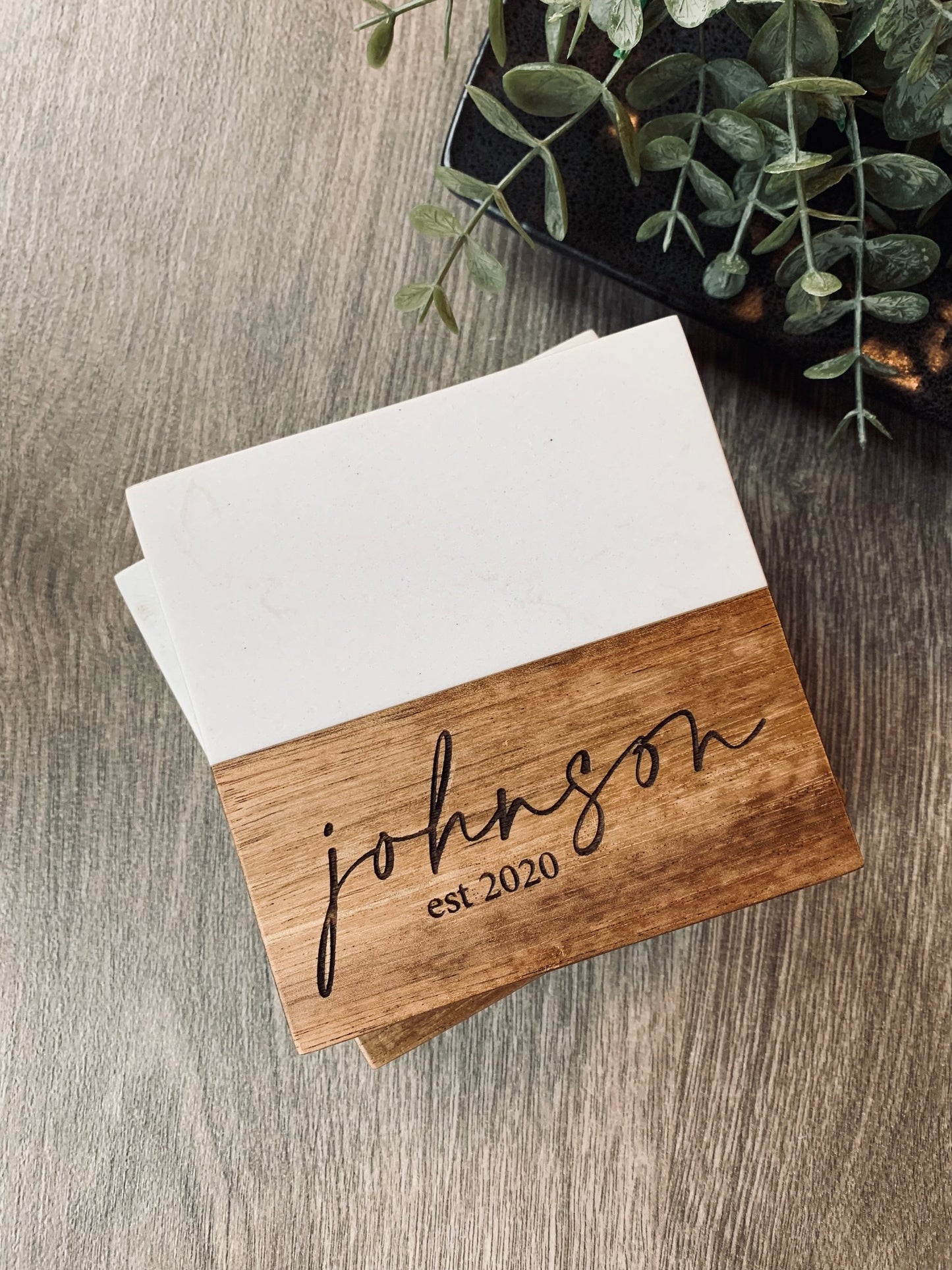 Marble and Acacia Wood Coasters
