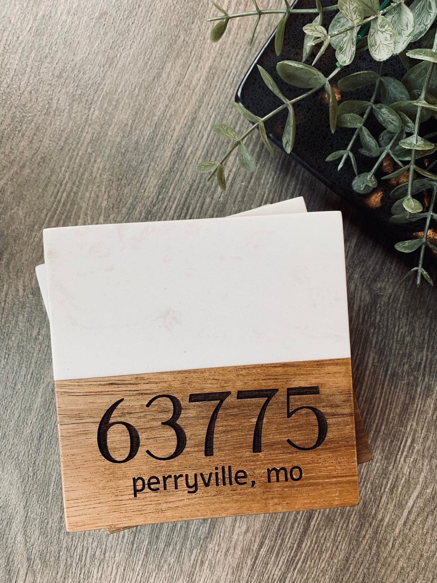 Marble and Acacia Wood Coasters
