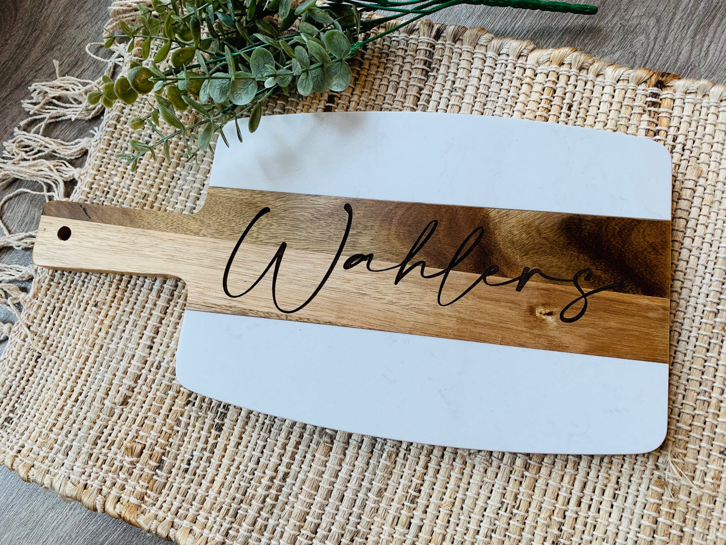 Custom Marble and Acacia Wood Serving Board
