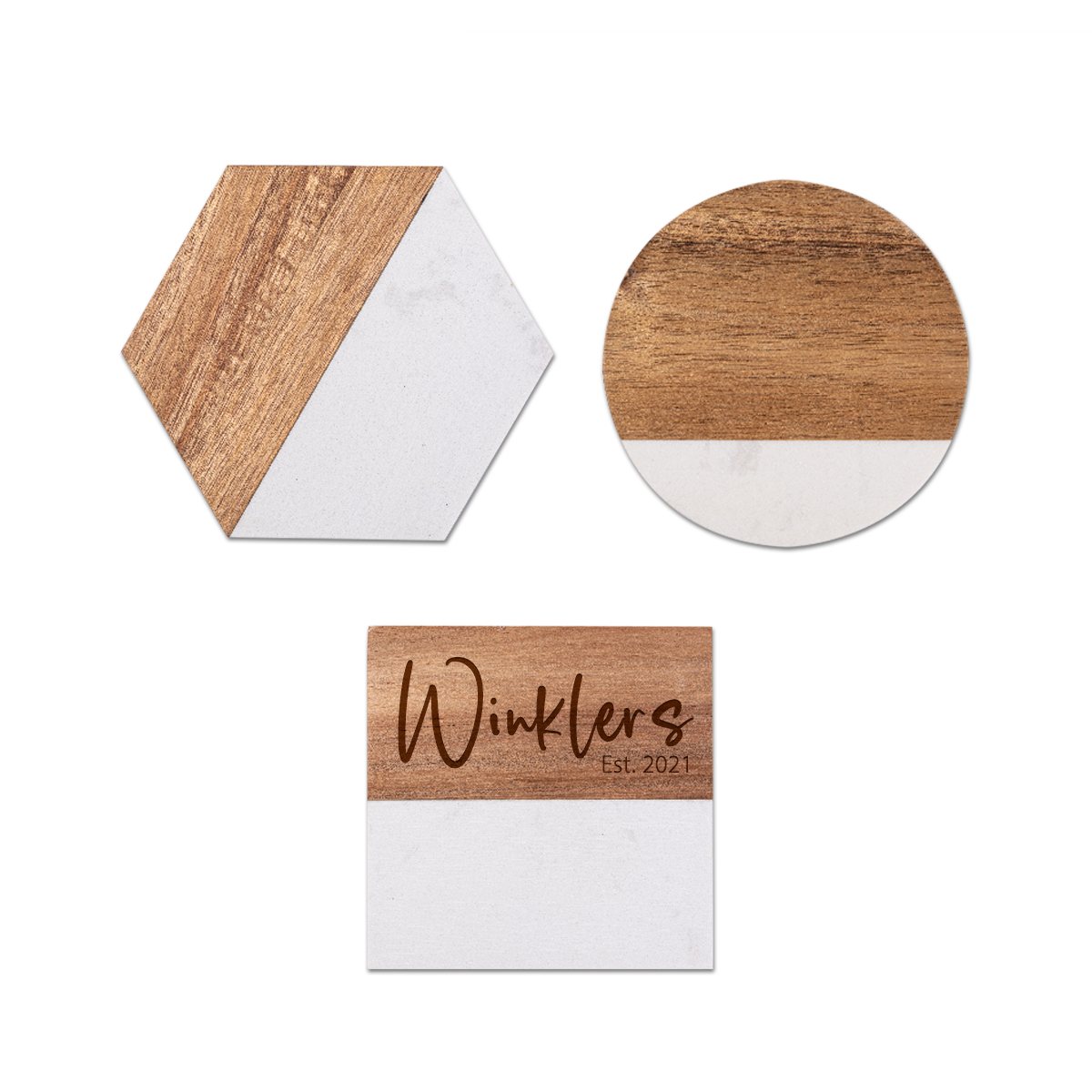 Marble and Acacia Wood Coasters
