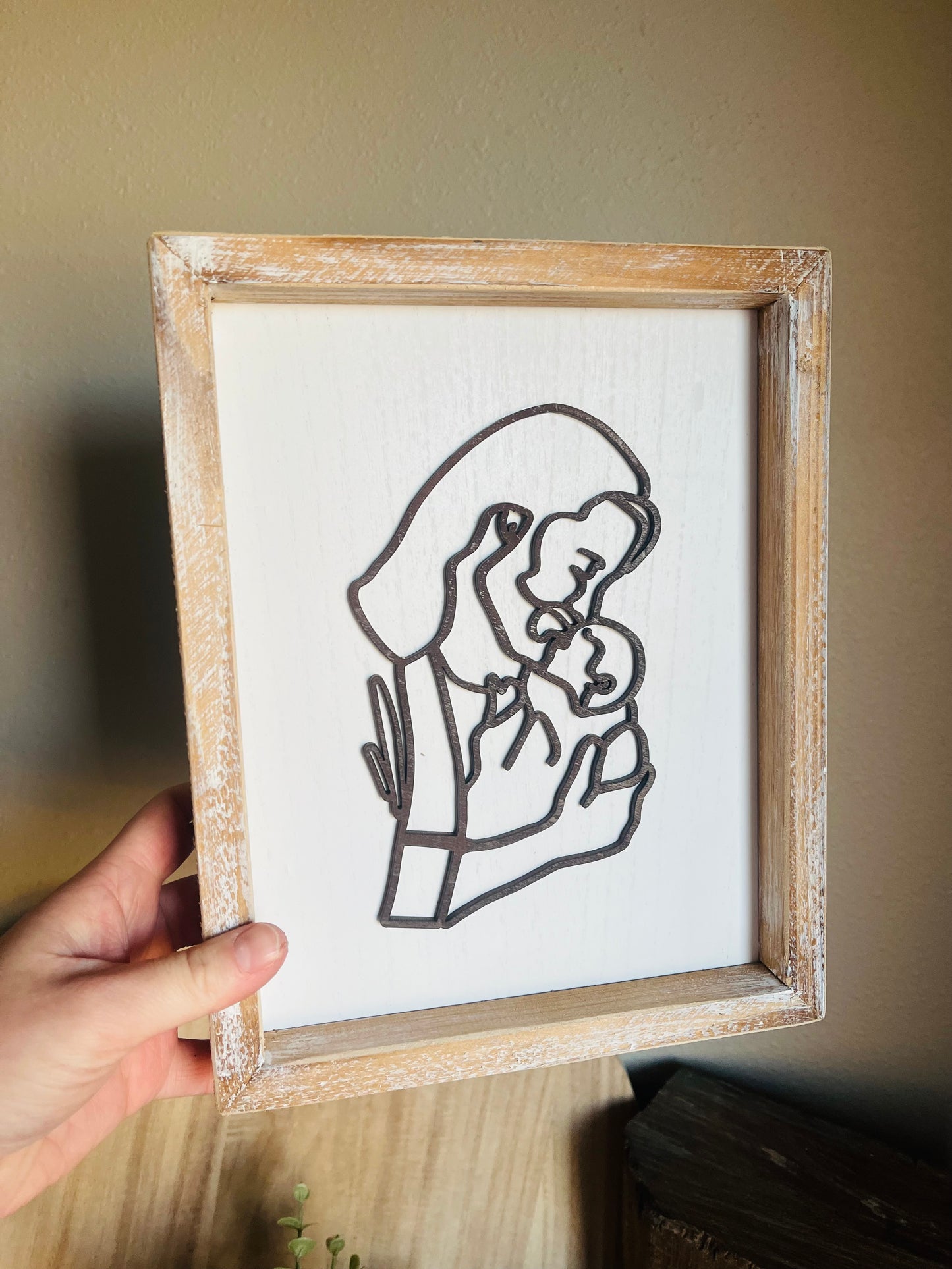 Jesus Holding Baby Framed Art