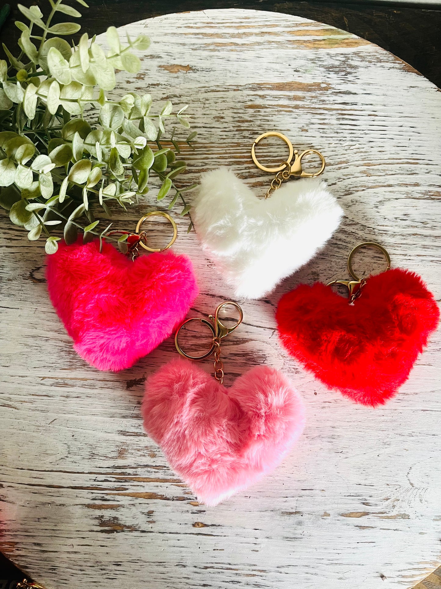 Heart Pom Keychain with Name