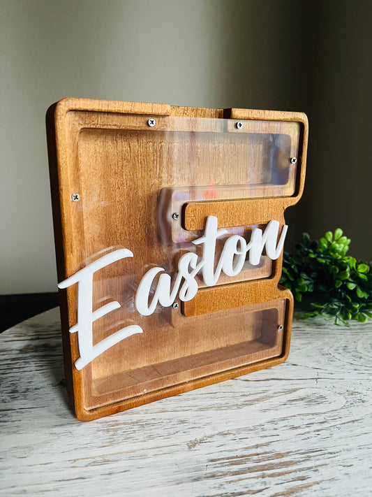 Custom Name Wood Piggy Bank