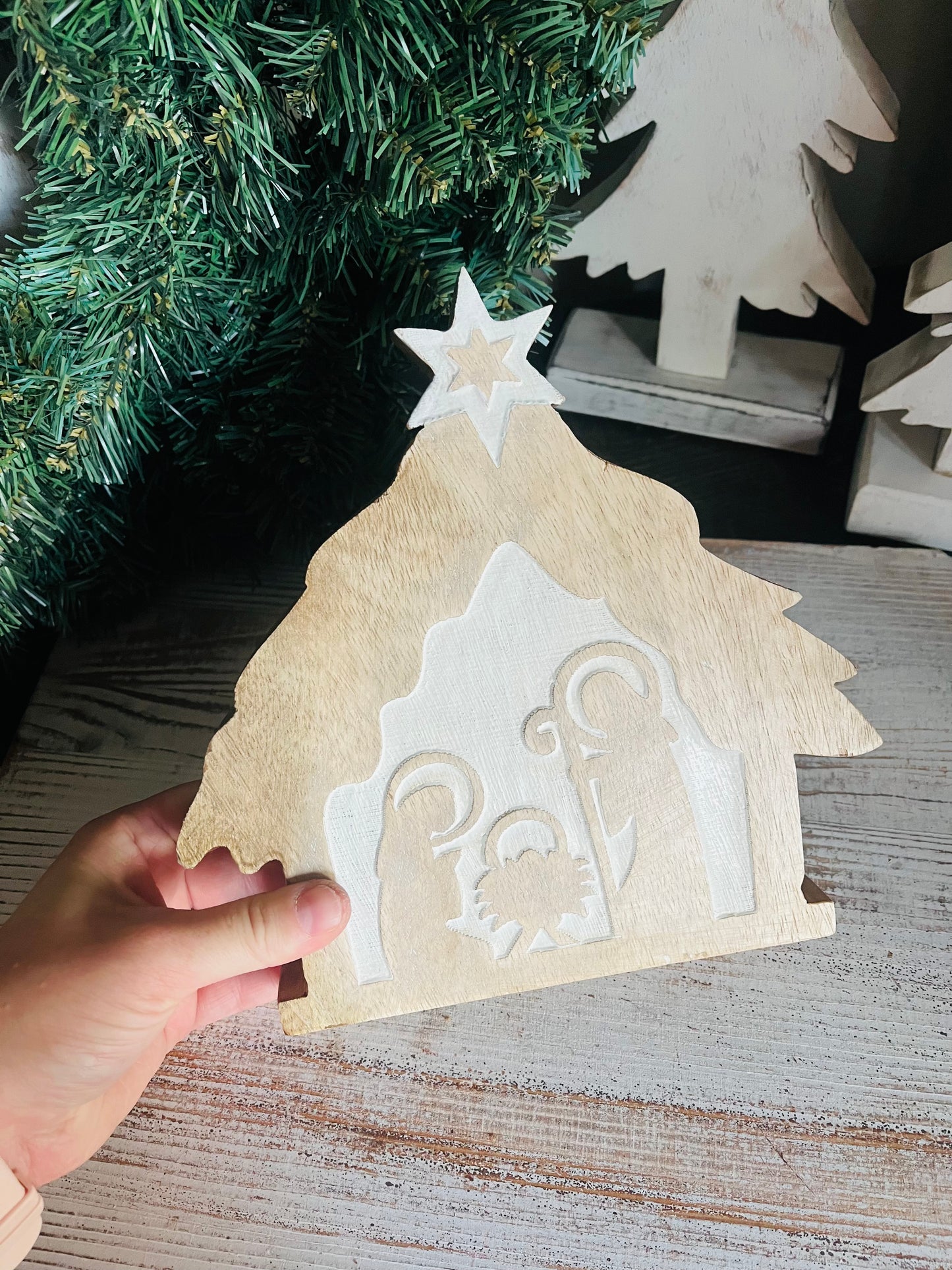 White and Wood Nativity
