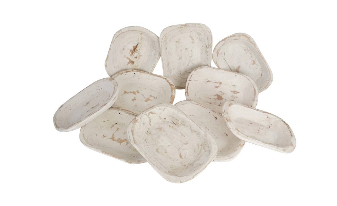 Oval White Dough Bowl