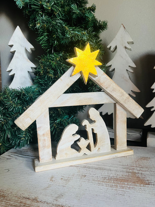 Distressed White Nativity