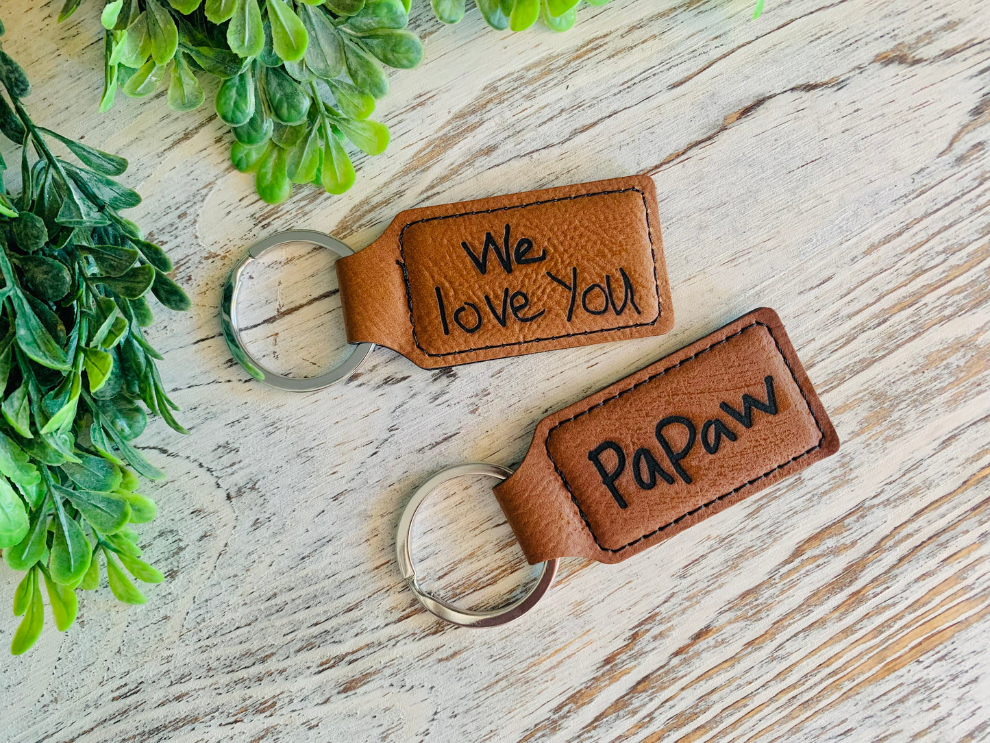 Leather Keychain with Handwritten Message