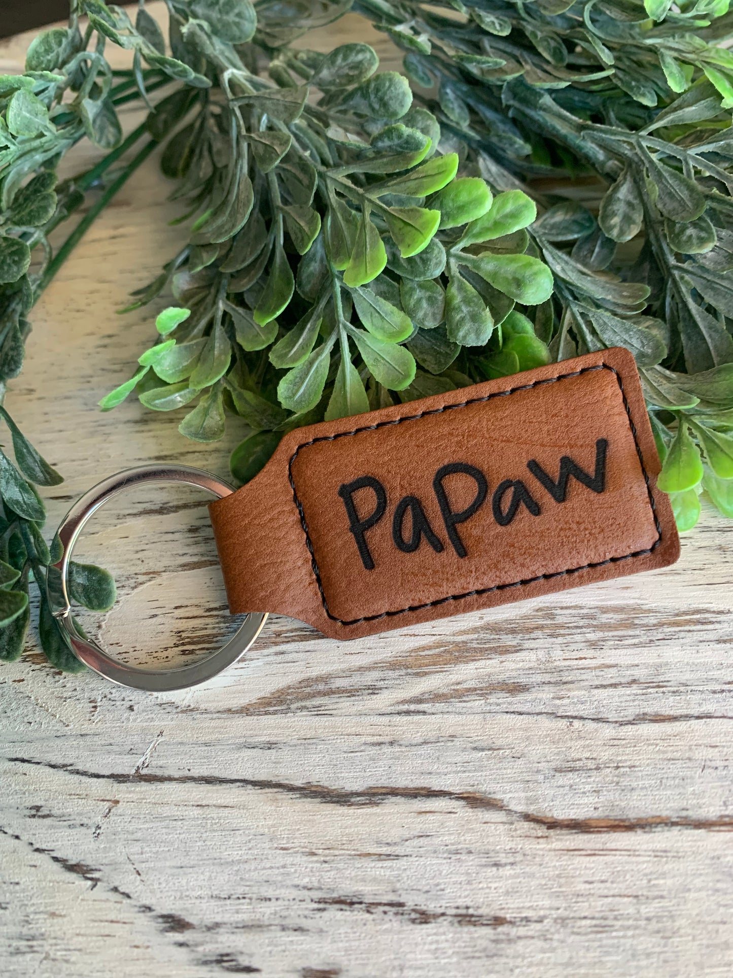 Leather Keychain with Handwritten Message